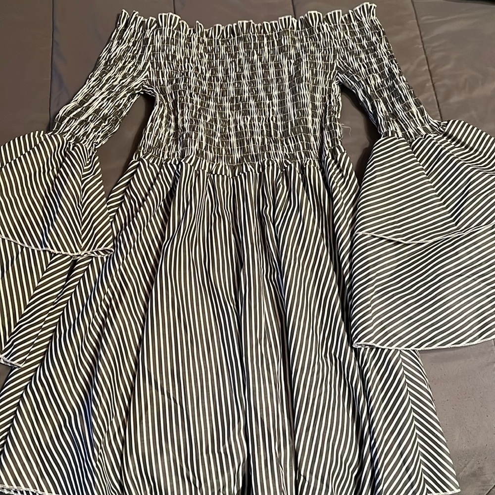 Black and white striped baby doll, long sleeve shirt